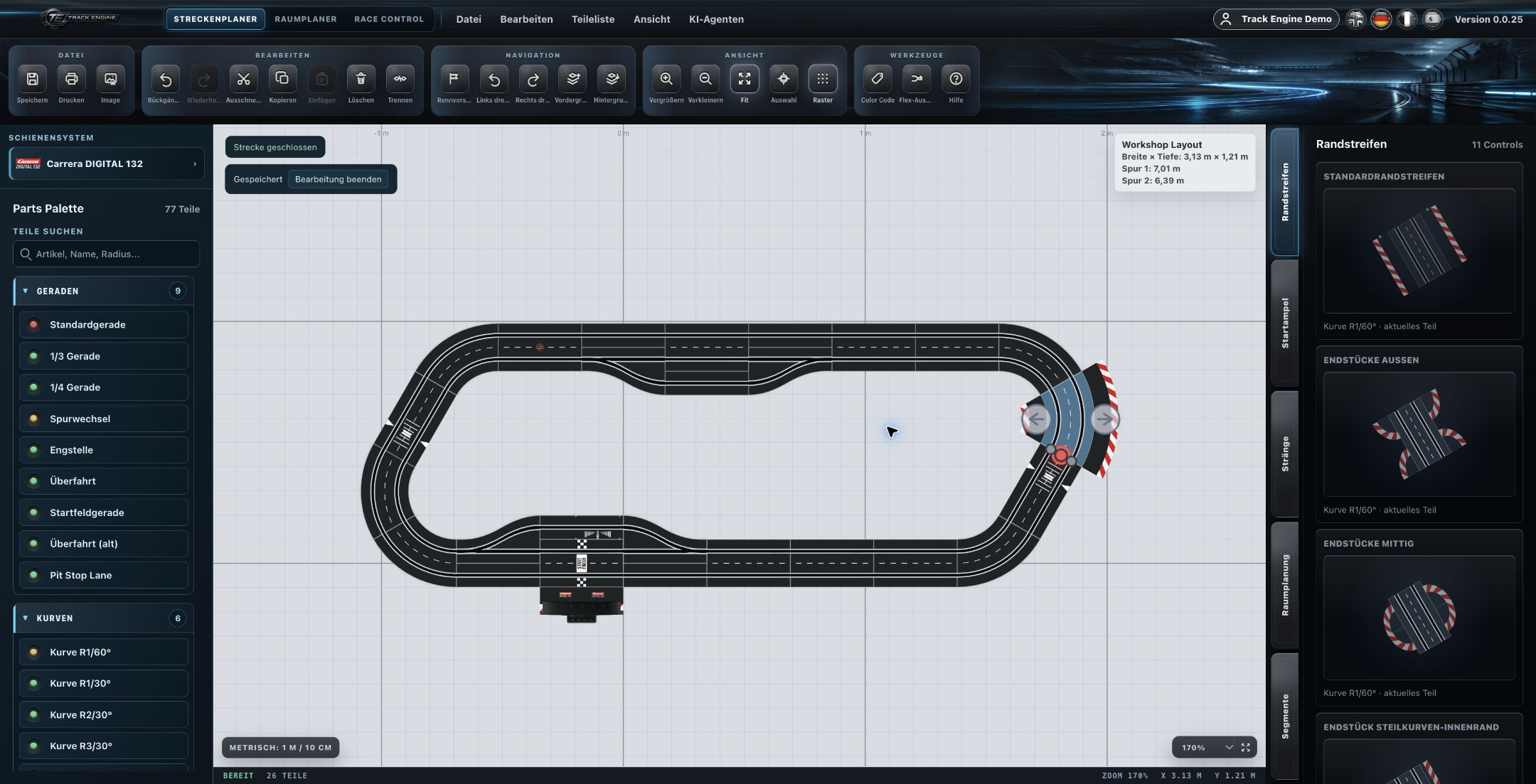 Track Planner: ausgewählter Randstreifen