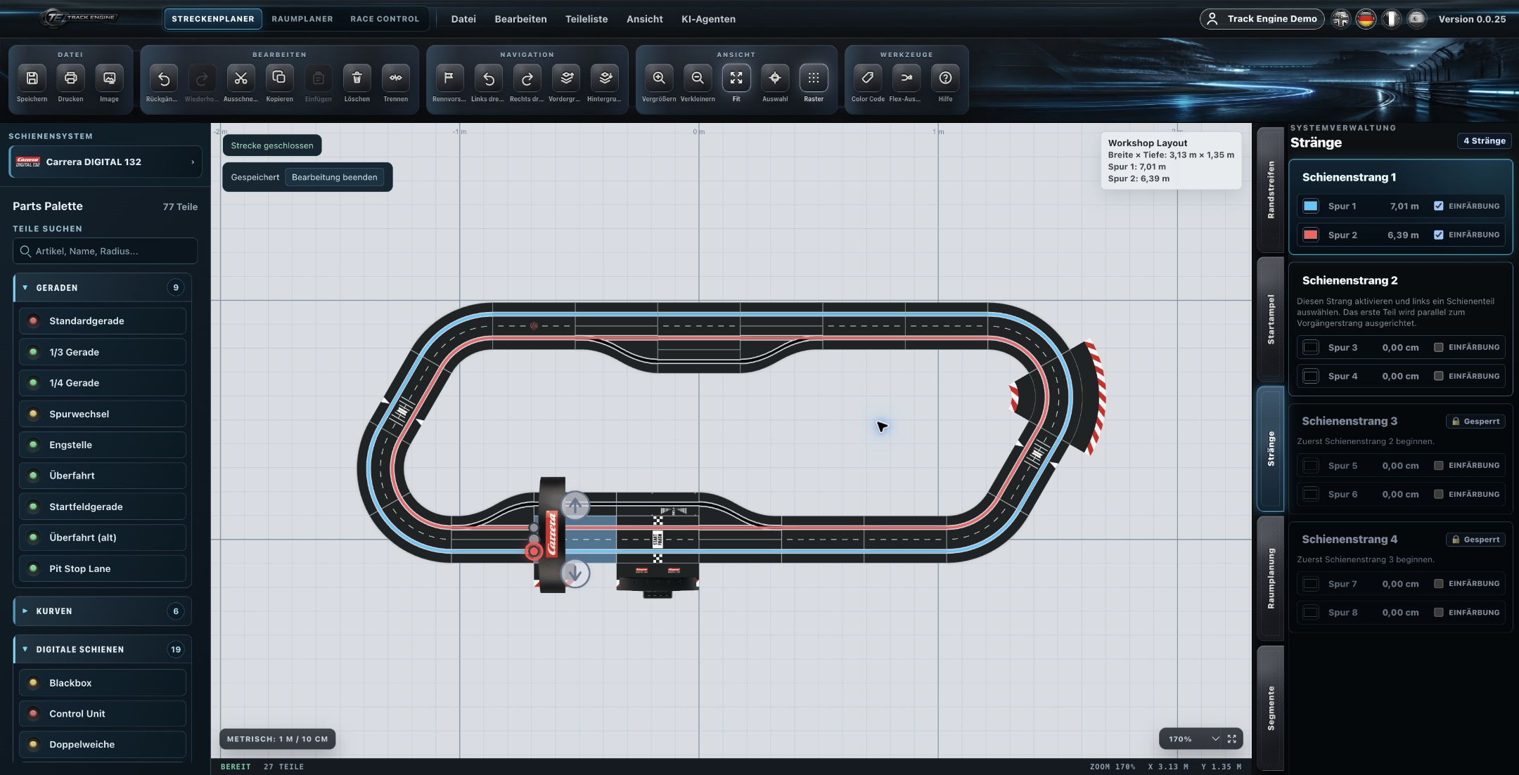 Track Planner: Side Panel für Stränge