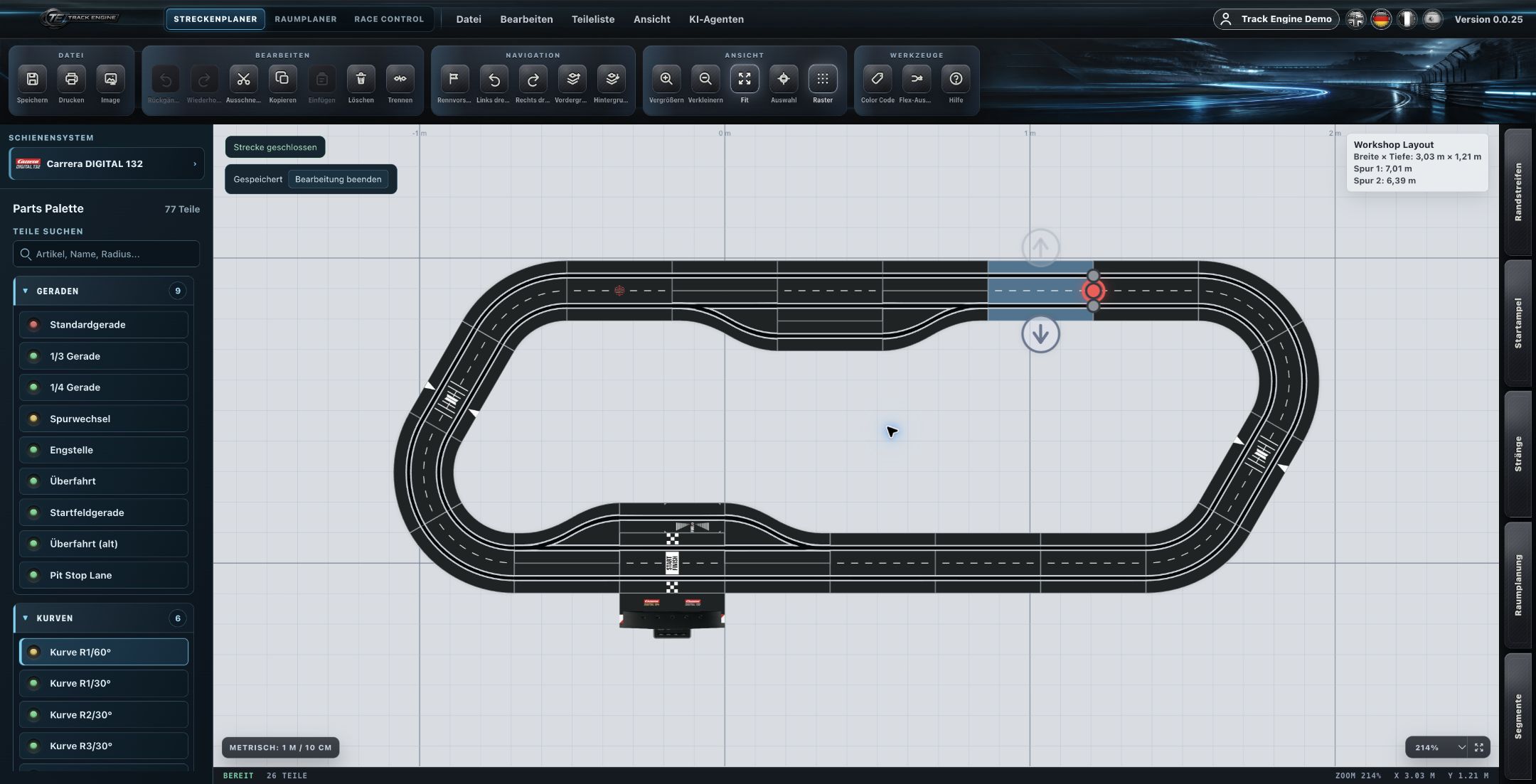 Track Planner: ein einzelnes markiertes Teil