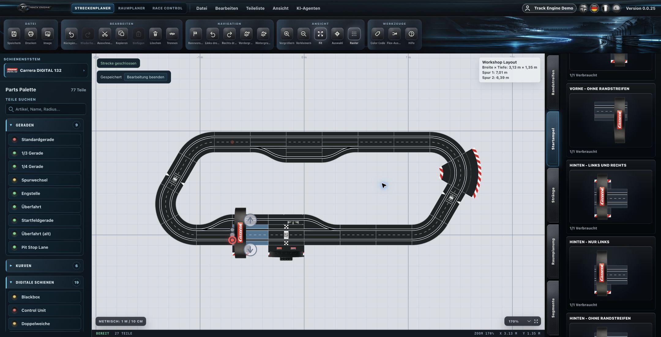 Startampel in hinterer Position im geschlossenen Demo-Layout
