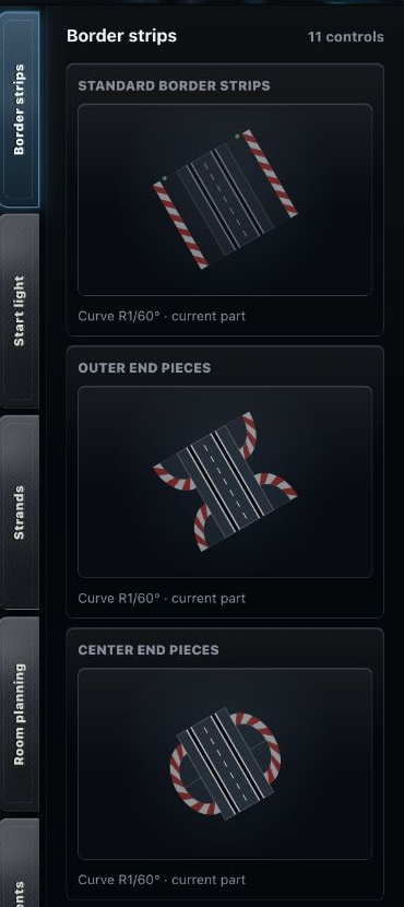 Track Planner: border strips Side Panel for a single track part