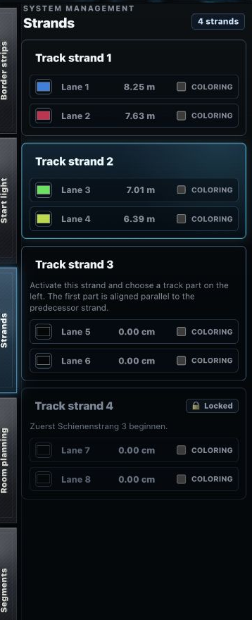 Track Planner: strand configuration