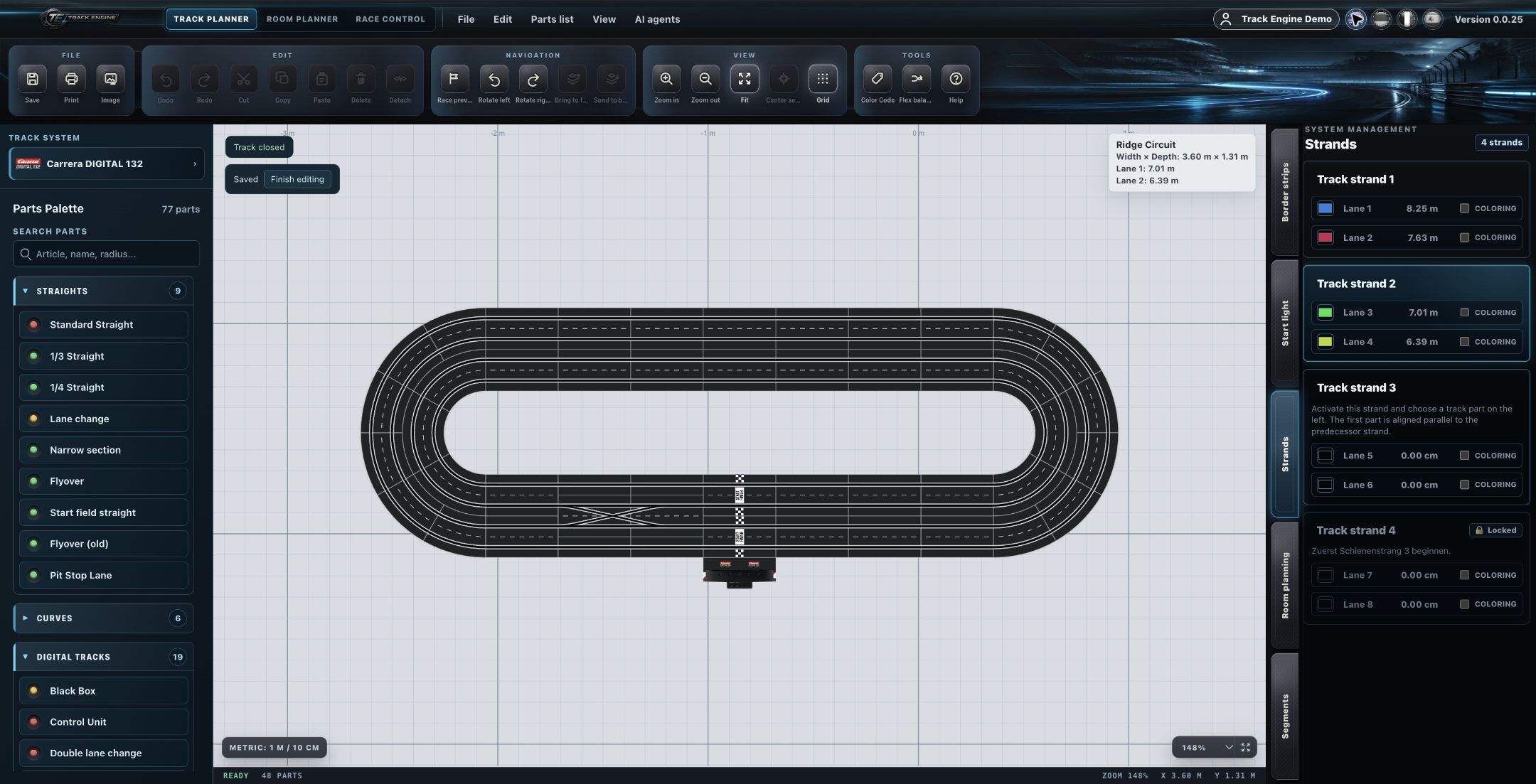 Track Planner: multi-lane layout