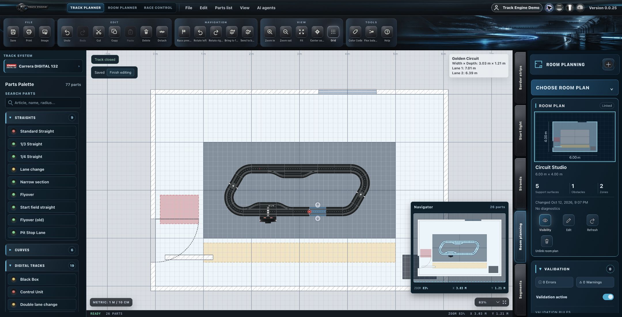 Combined view: track assessed in room context, where supported by the current product UI
