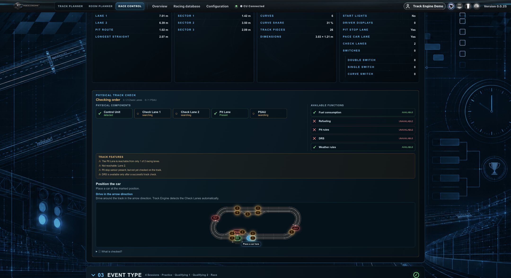 Guided track verification with a marked checkpoint
