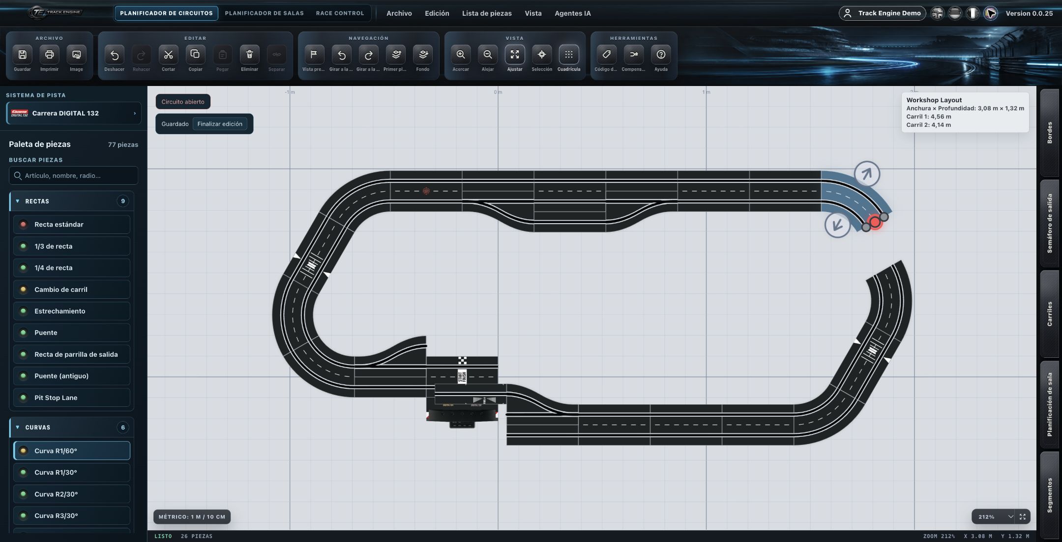 Track Planner: secciones de circuito separadas