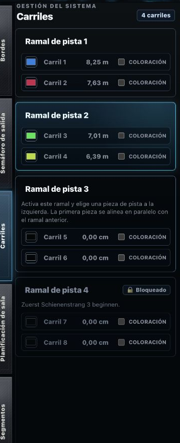 Track Planner: configuración de los hilos