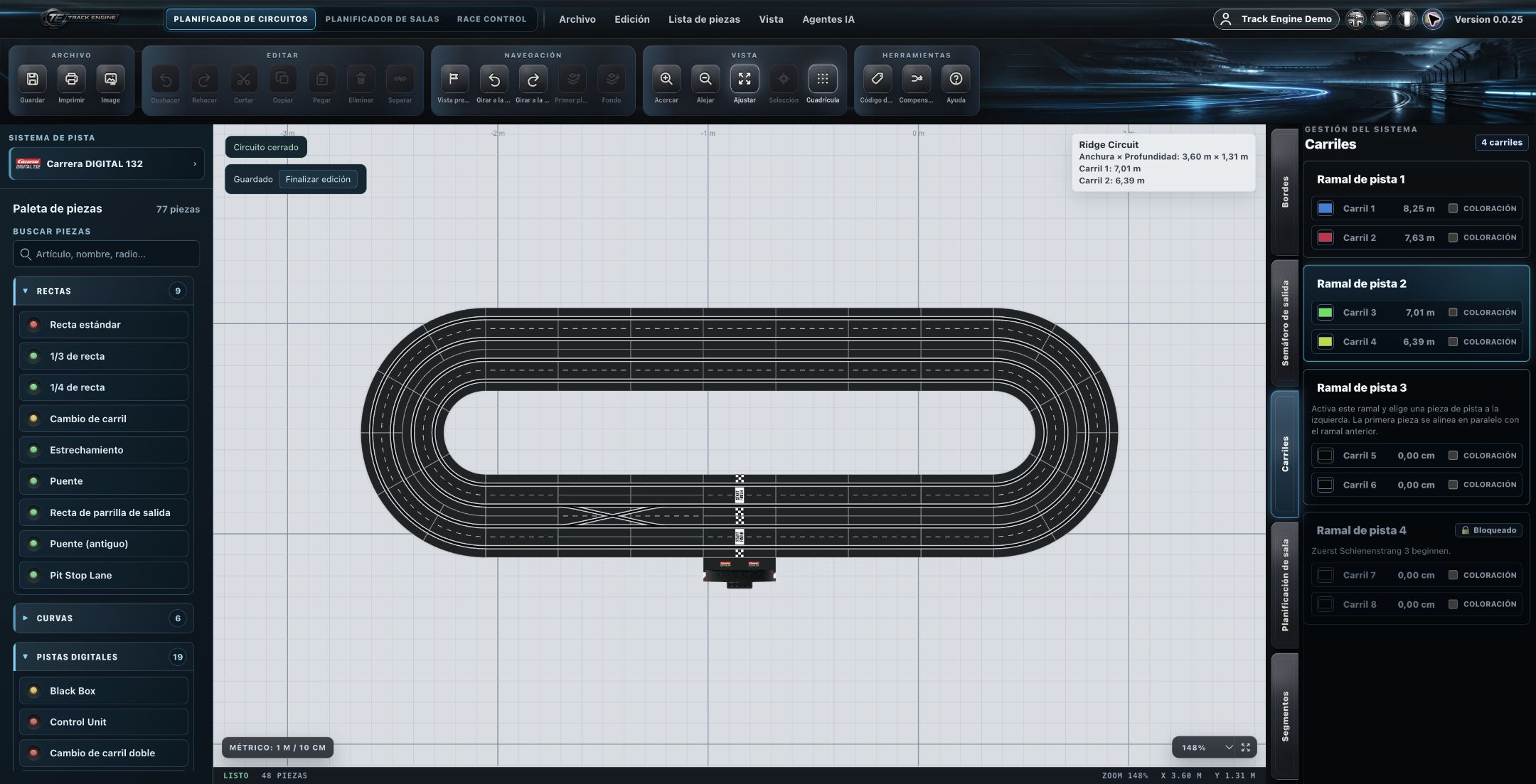 Track Planner: circuito multicarril
