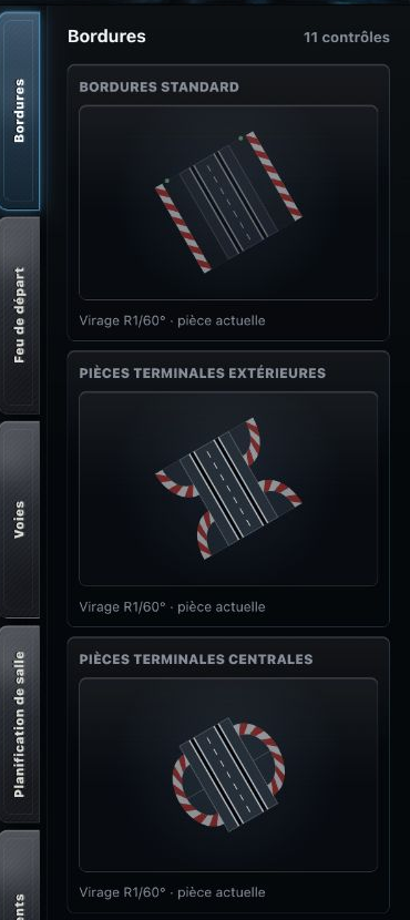 Track Planner : Side Panel des bordures pour une seule pièce de circuit