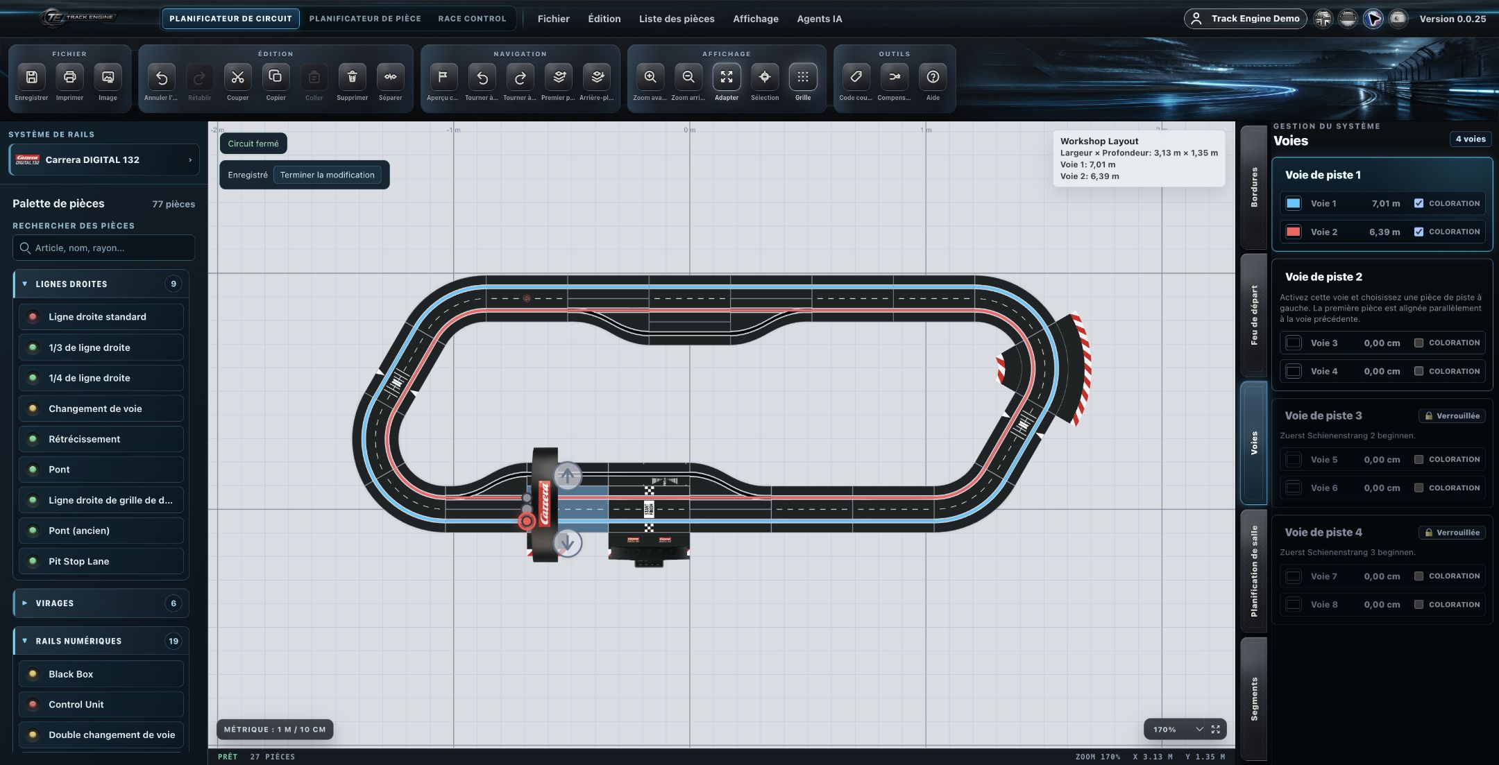 Track Planner : Side Panel des brins de circuit