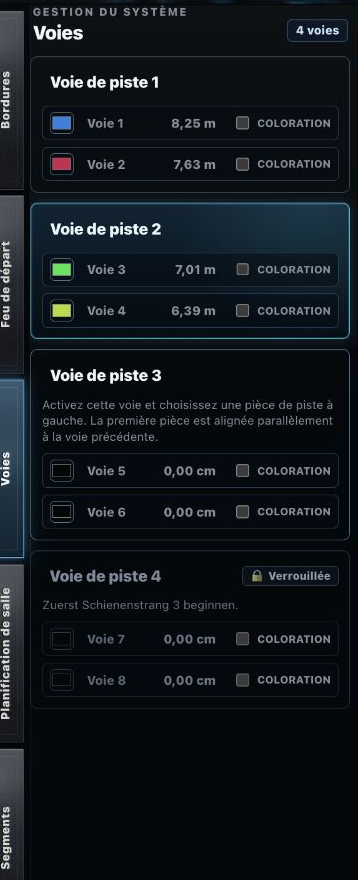 Track Planner : configuration des brins