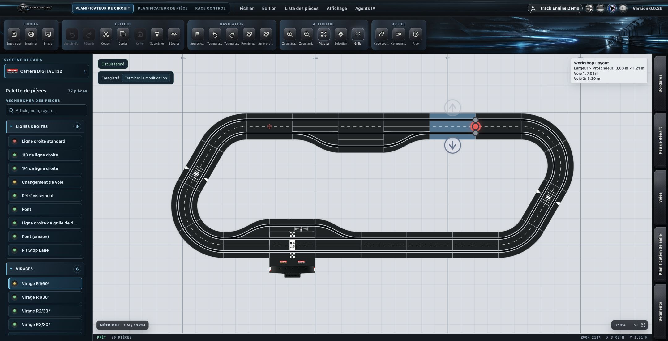 Track Planner : une seule pièce sélectionnée