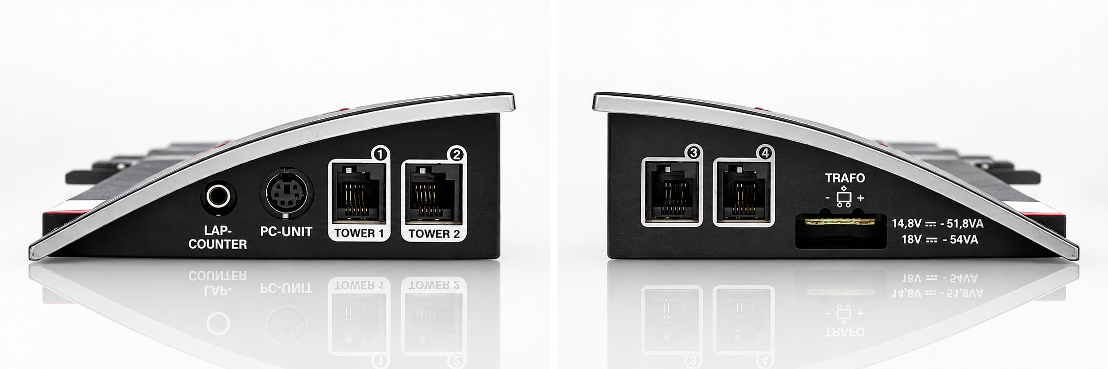 Two detailed views of the connection sides of the Control Unit