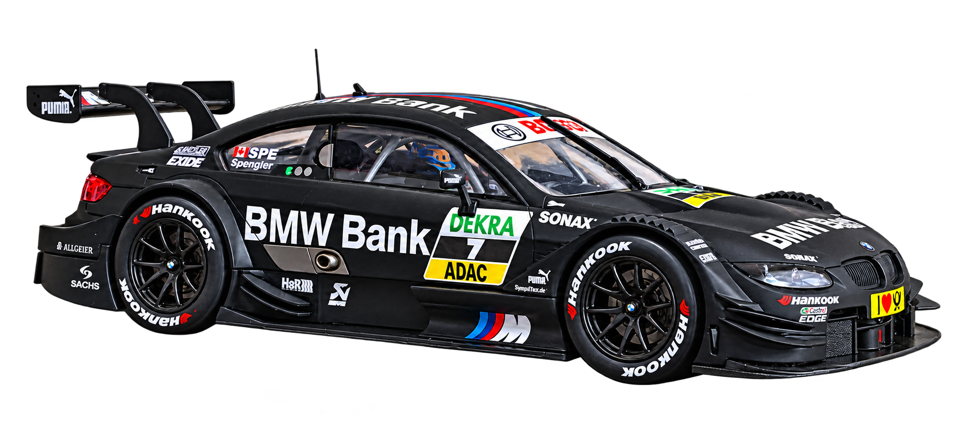 The same black BMW M3 DTM isolated in a PNG with a transparent background