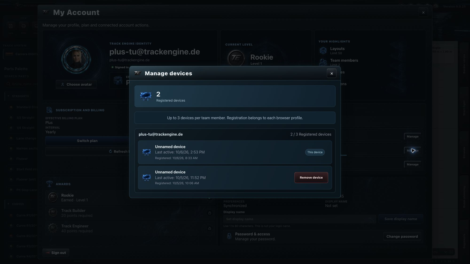 Track Engine: Device management