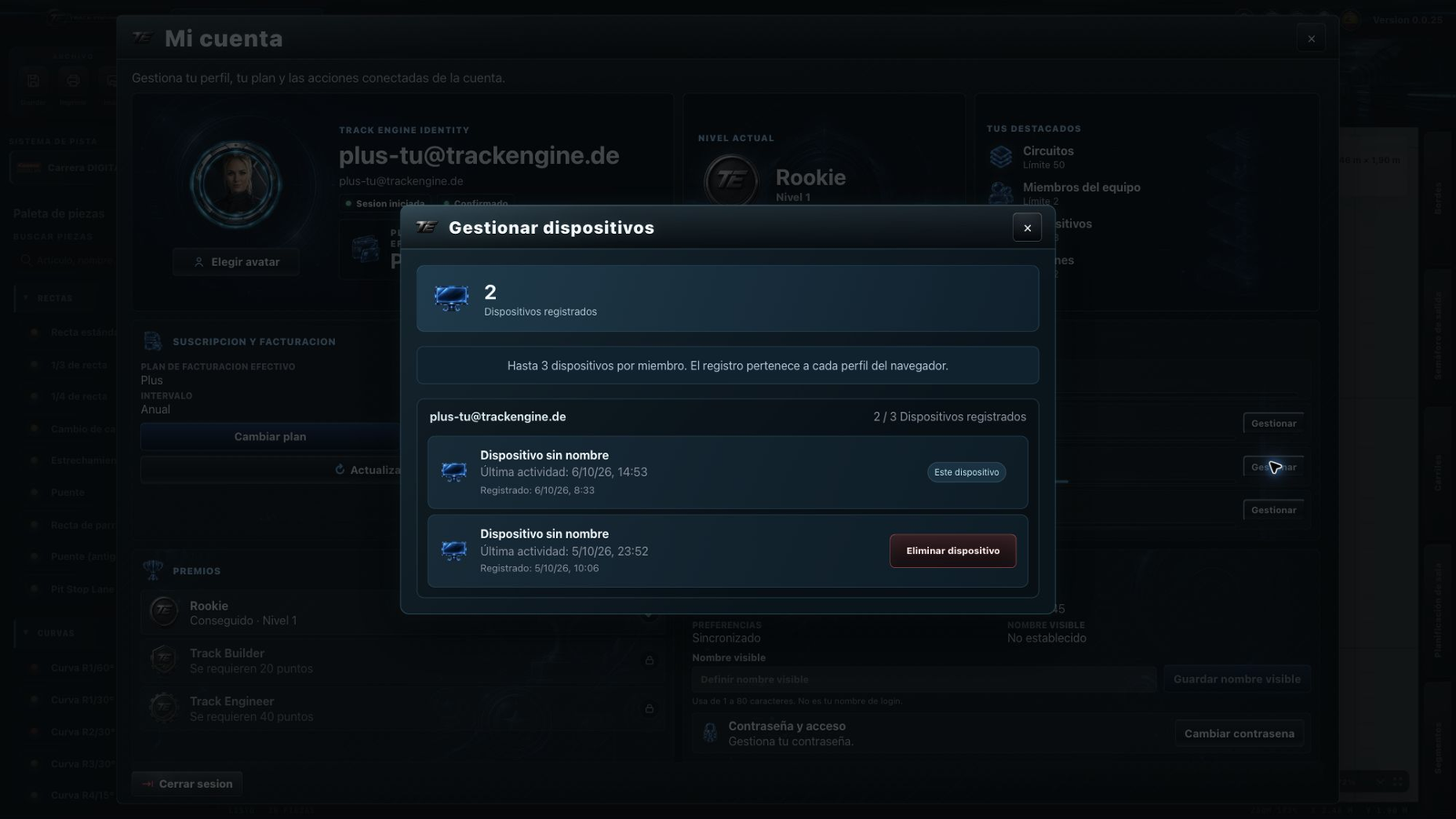 Track Engine: Gestión de dispositivos