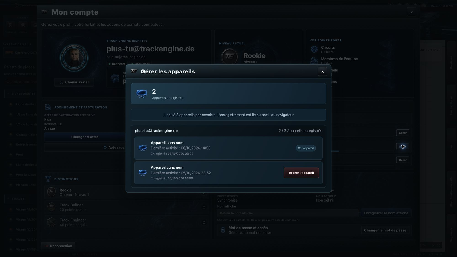 Track Engine : Gestion des appareils