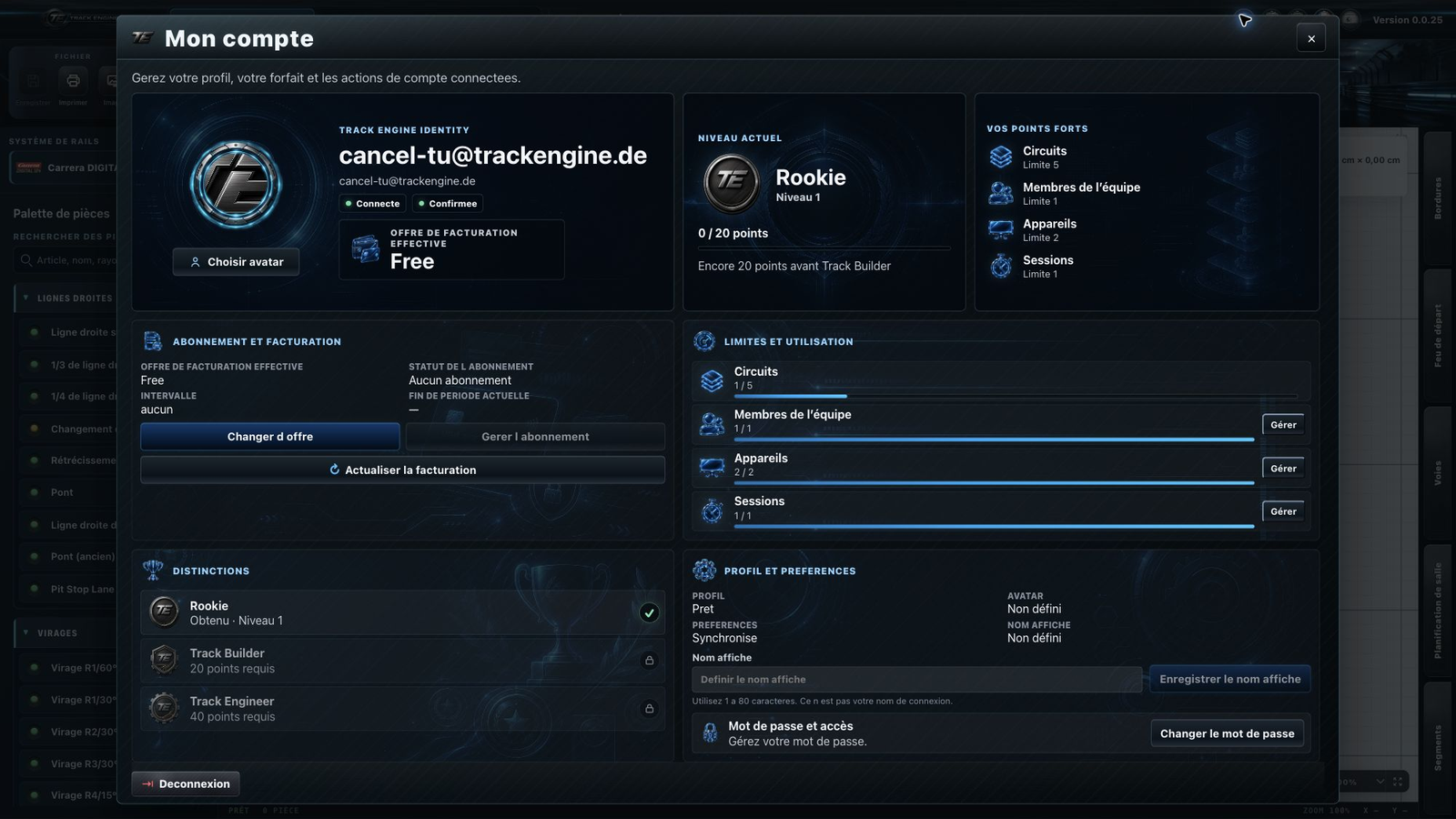 Track Engine : Limites et utilisation avec Free