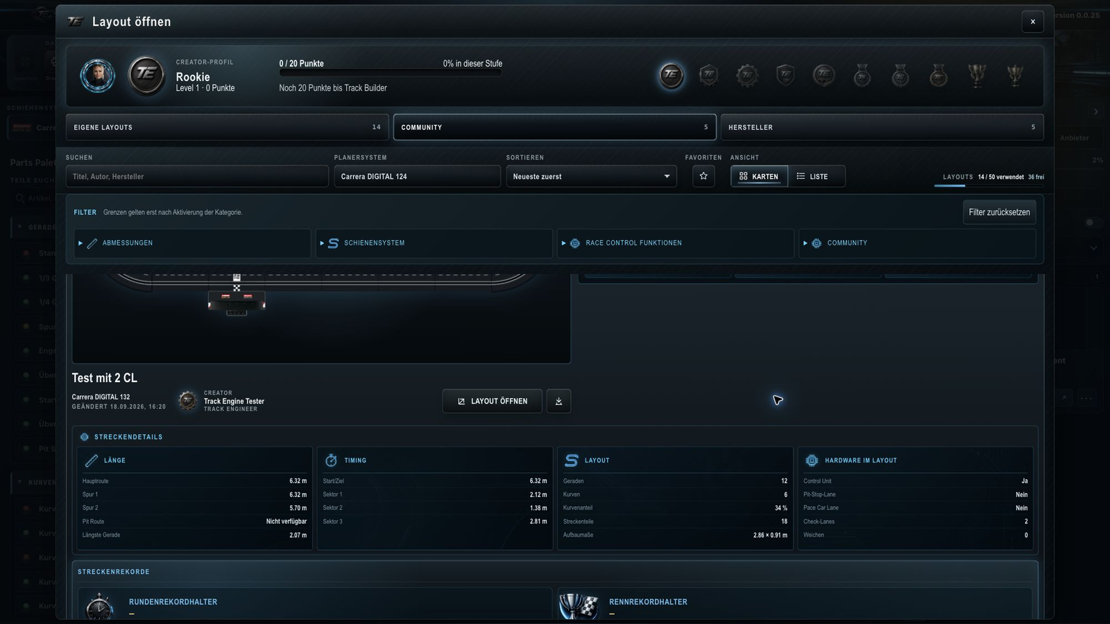 Track Engine: Details einer Community-Strecke