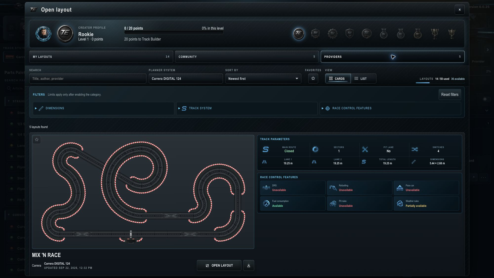 Providers area with a real layout card