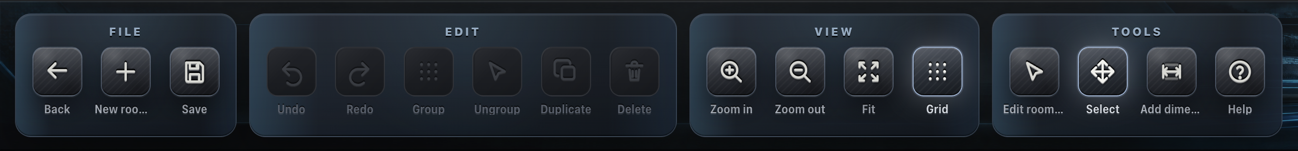 Room Planner toolbar