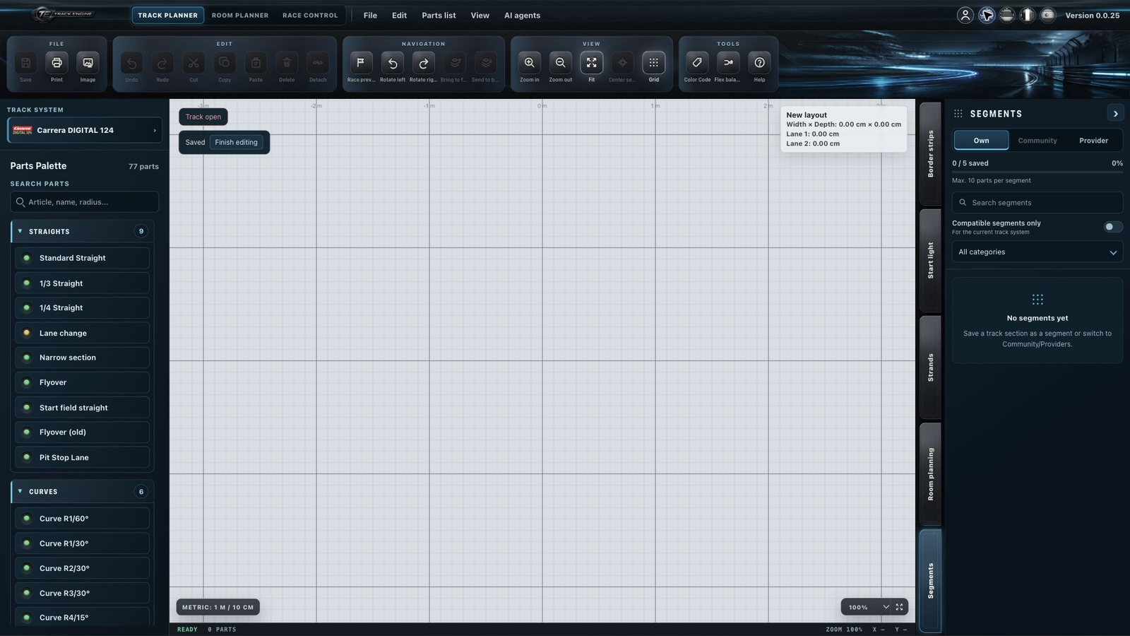 Track Engine: Segments area with Free notice