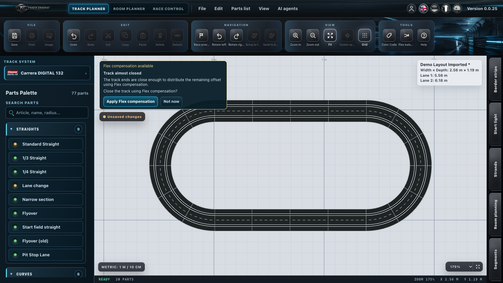 Track Planner offers Flex compensation