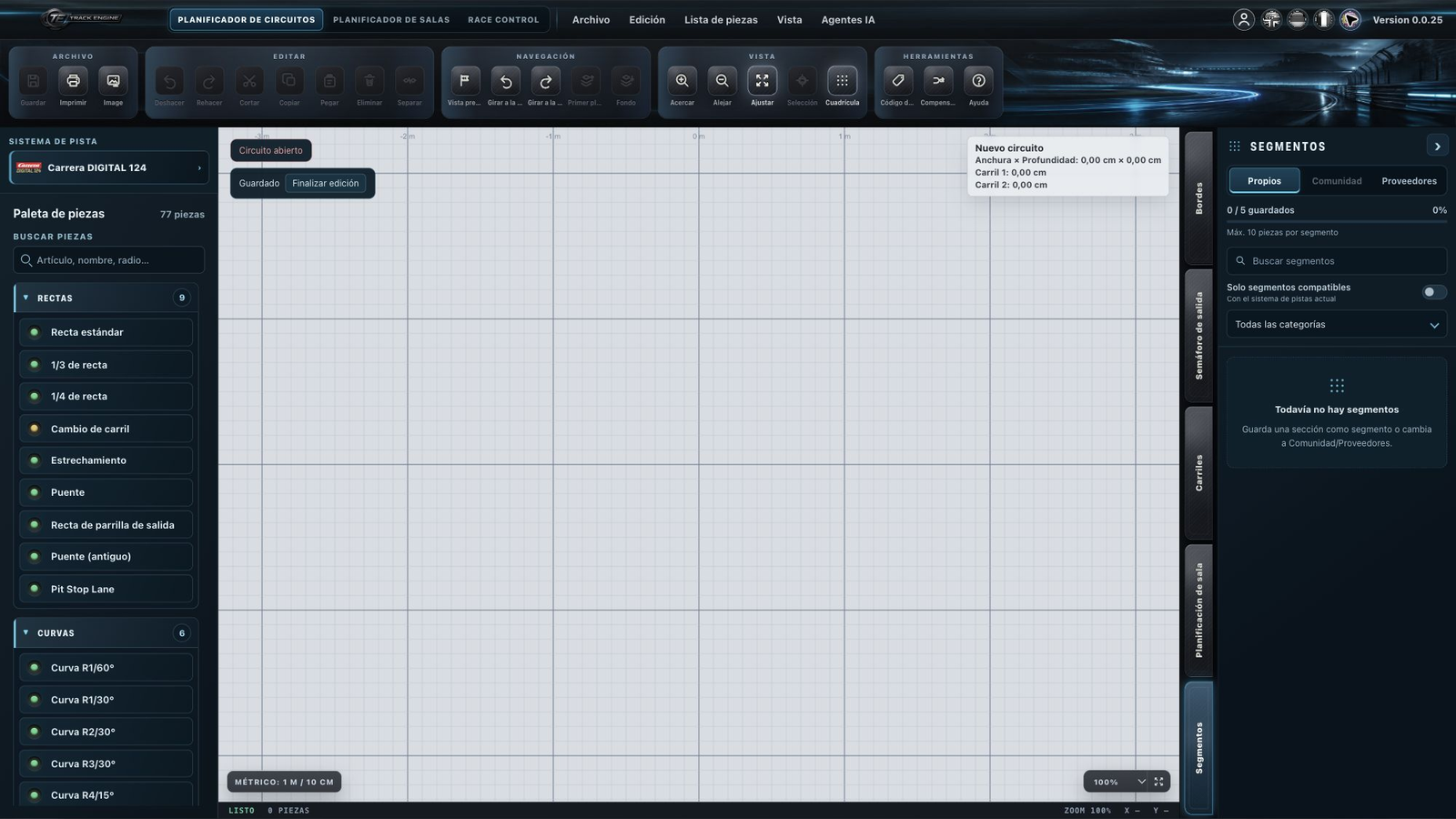 Track Engine: Área Segmentos con aviso Free