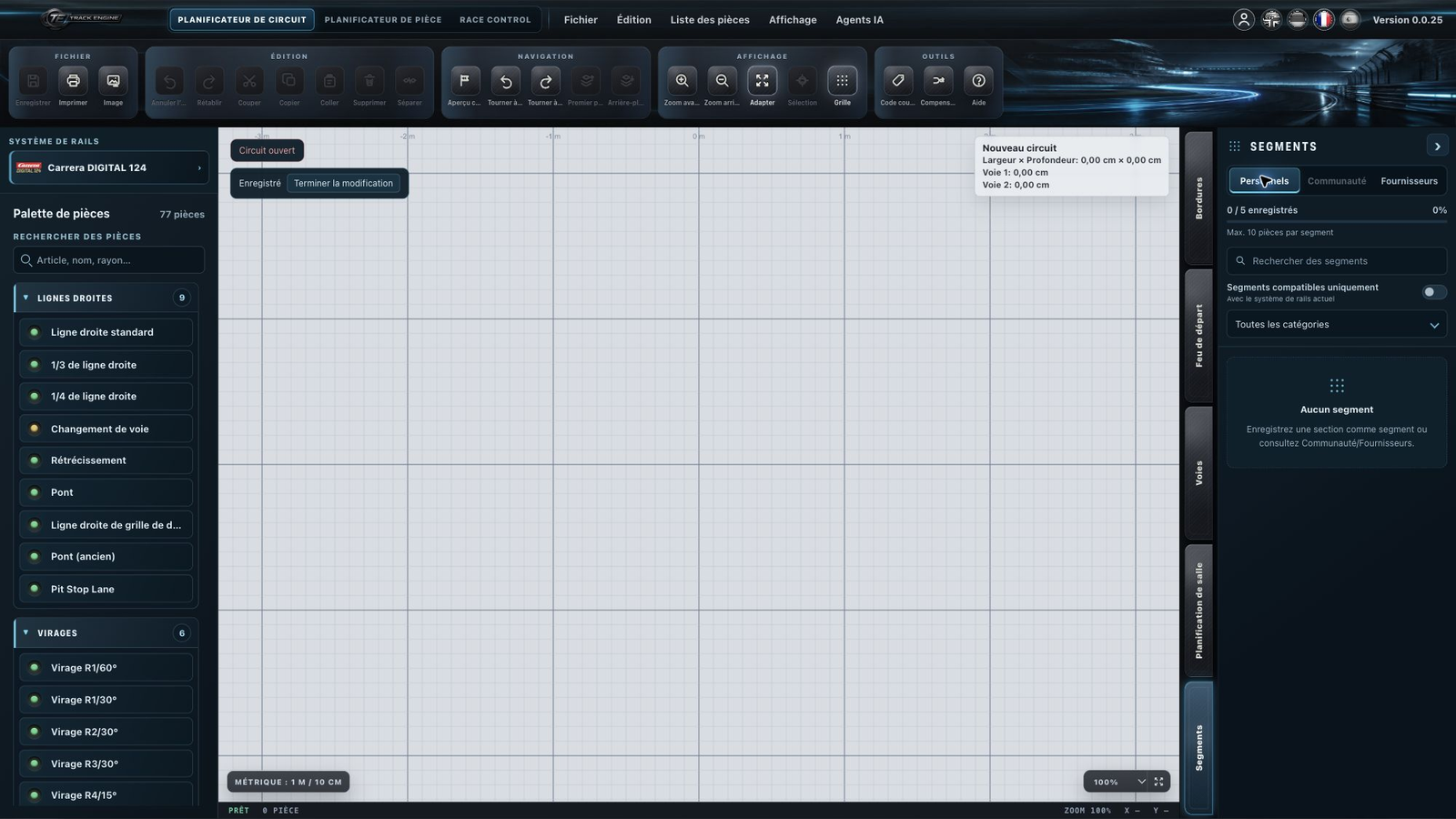 Track Engine : Espace Segments avec message Free